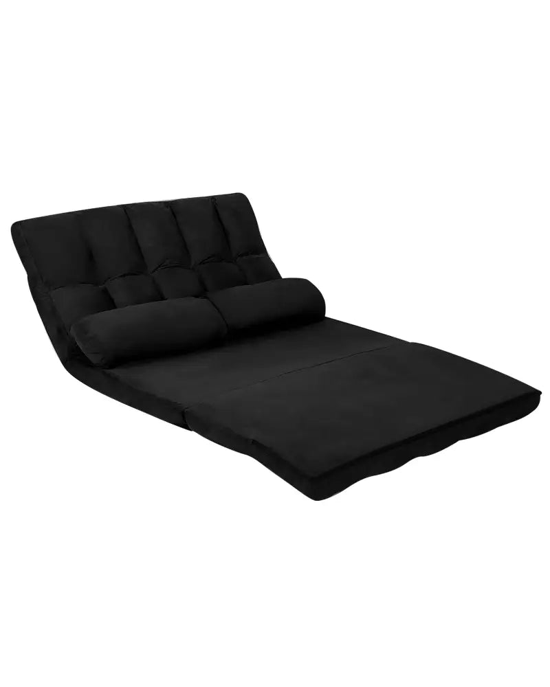 Foldable Floor 6-Position Adjustable Lounge Couch-Black - Black - Floor Chairs
