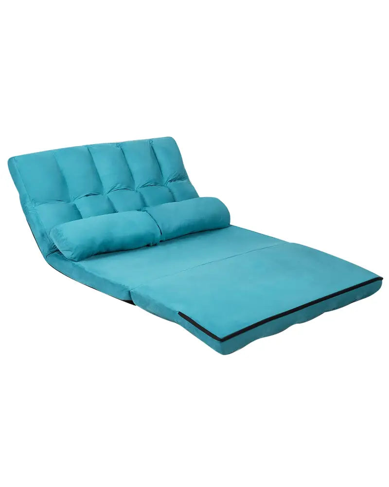Foldable Floor 6-Position Adjustable Lounge Couch-Blue - Blue - Floor Chairs