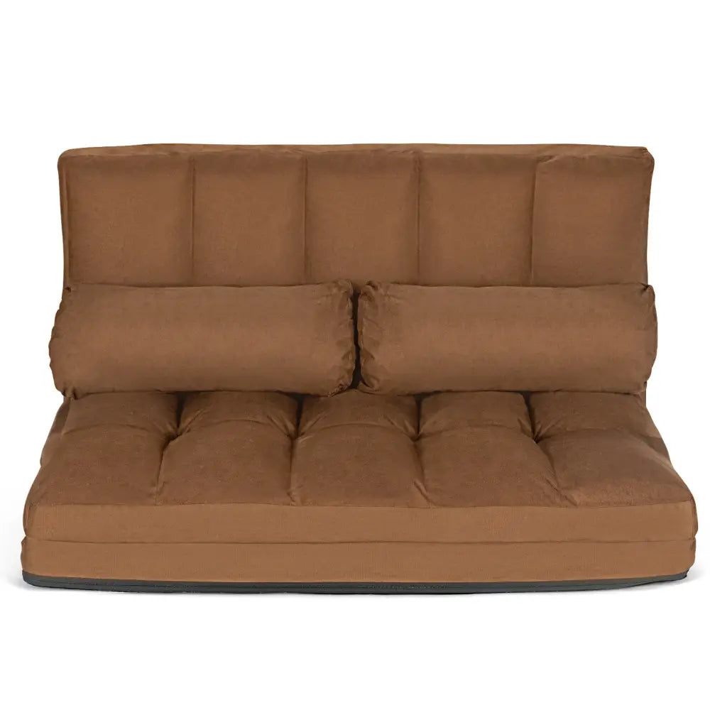 Foldable Floor 6-Position Adjustable Lounge Couch-Brown - Brown - Floor Chairs