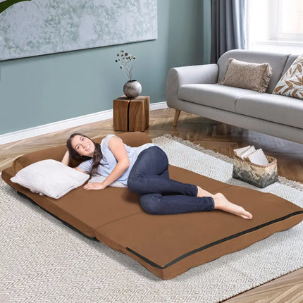 Foldable Floor 6-Position Adjustable Lounge Couch-Brown - Brown - Floor Chairs