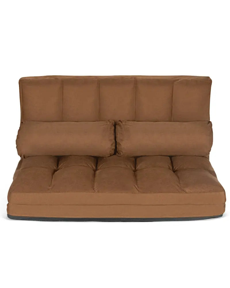 Foldable Floor 6-Position Adjustable Lounge Couch-Brown - Brown - Floor Chairs