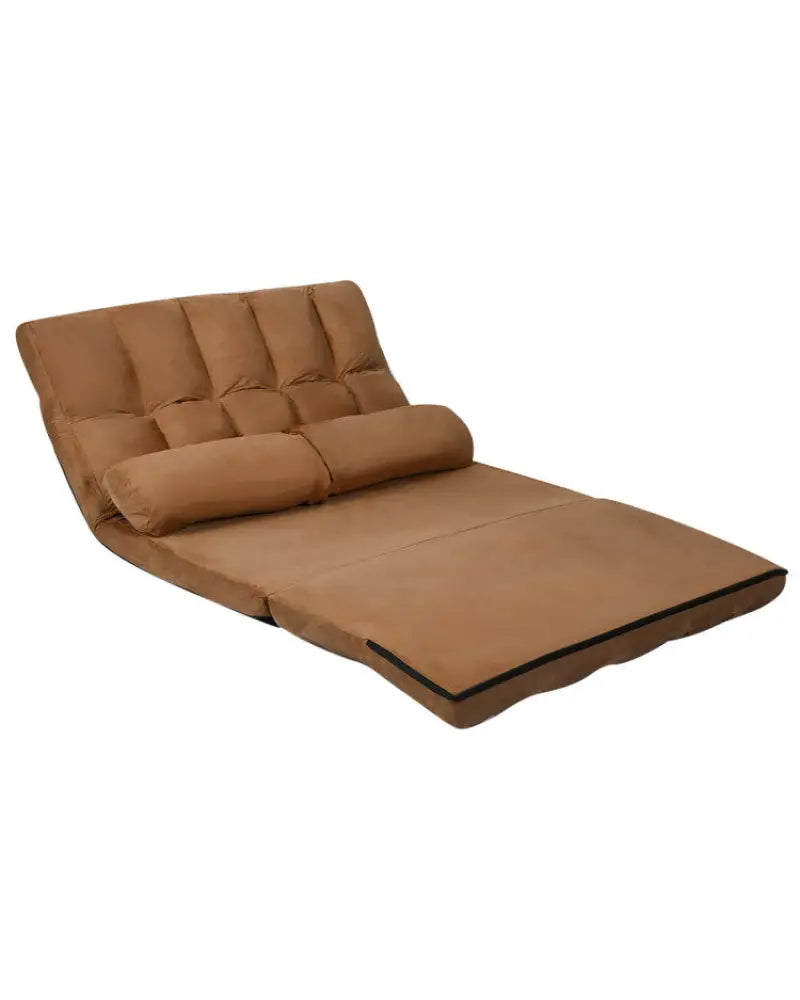 Foldable Floor 6-Position Adjustable Lounge Couch-Brown - Brown - Floor Chairs