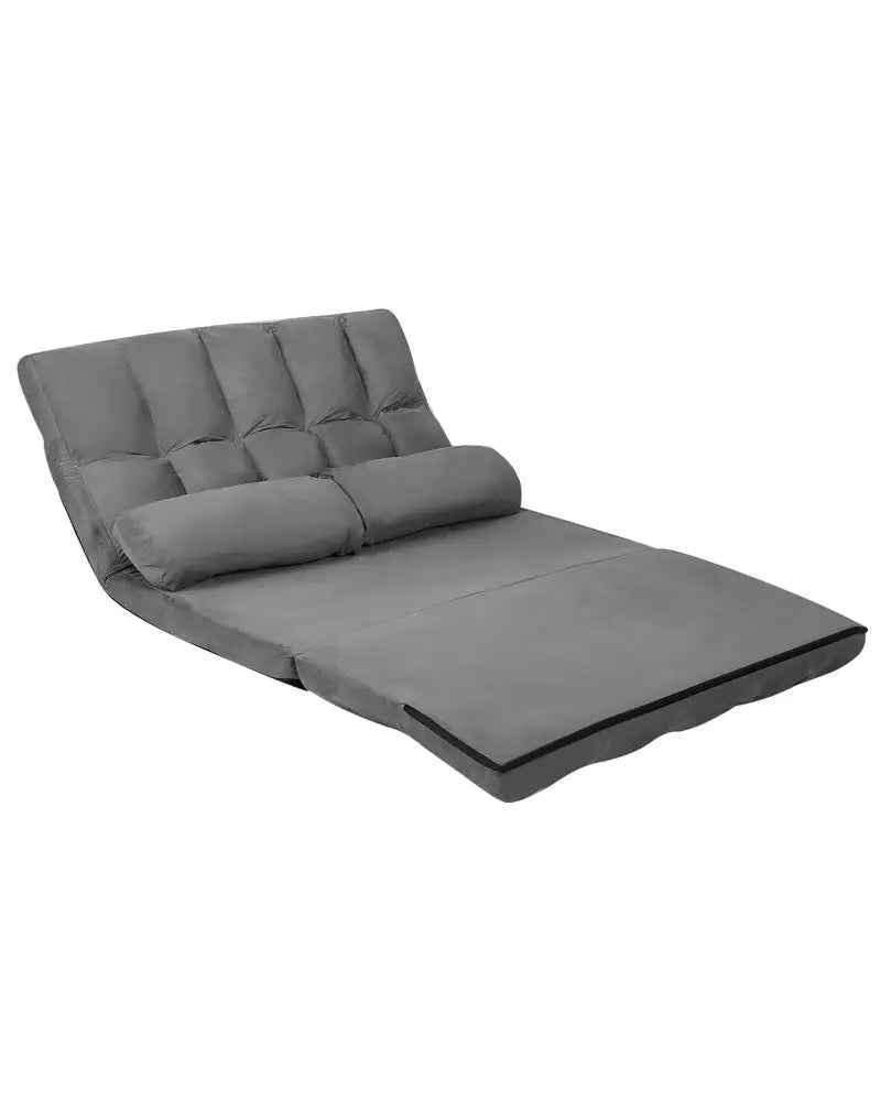 Foldable Floor 6-Position Adjustable Lounge Couch-Gray - Gray - Floor Chairs