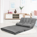 Foldable Floor 6-Position Adjustable Lounge Couch-Gray - Gray - Floor Chairs