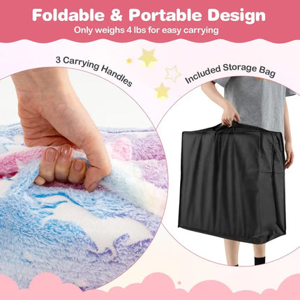 Foldable Floor Mattress for Kids with Washable Flannel Cover-Multicolor - Multicolor - Mattresses