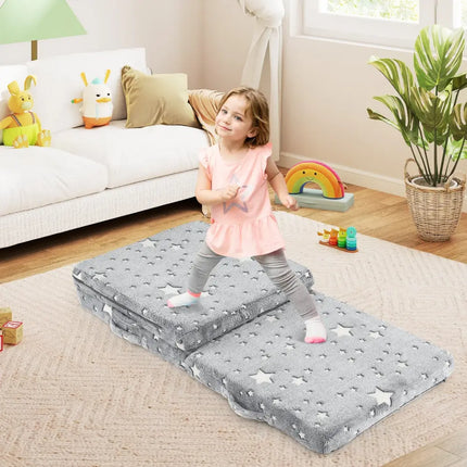 Foldable Floor Mattress for Kids with Washable Flannel Cover-Dark Gray - Dark Gray - Mattresses