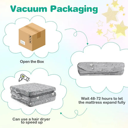 Foldable Floor Mattress for Kids with Washable Flannel Cover-Dark Gray - Dark Gray - Mattresses