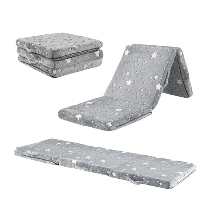 Foldable Floor Mattress for Kids with Washable Flannel Cover-Dark Gray - Dark Gray - Mattresses