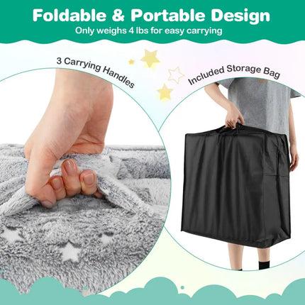 Foldable Floor Mattress for Kids with Washable Flannel Cover-Dark Gray - Dark Gray - Mattresses