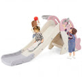 Foldable Freestanding Baby Slide Climber Playset with Basketball Hoop for Kids-Pink - Pink - Climbers & Slides