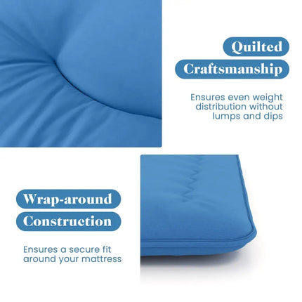 Foldable Futon Mattress with Washable Cover and Carry Bag for Camping Blue-Queen Size - Blue - Mattresses