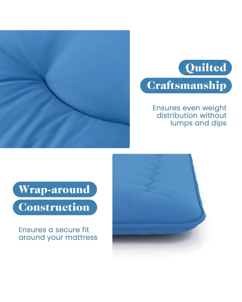 Foldable Futon Mattress with Washable Cover and Carry Bag for Camping Blue-Full Size - Blue - Mattresses