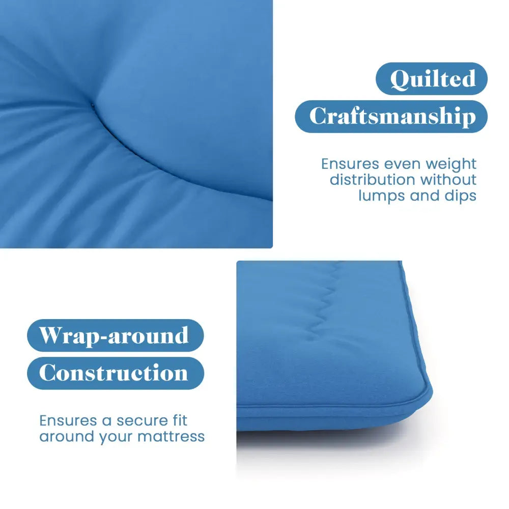 Foldable Futon Mattress with Washable Cover and Carry Bag for Camping Blue-Full Size - Blue - Mattresses