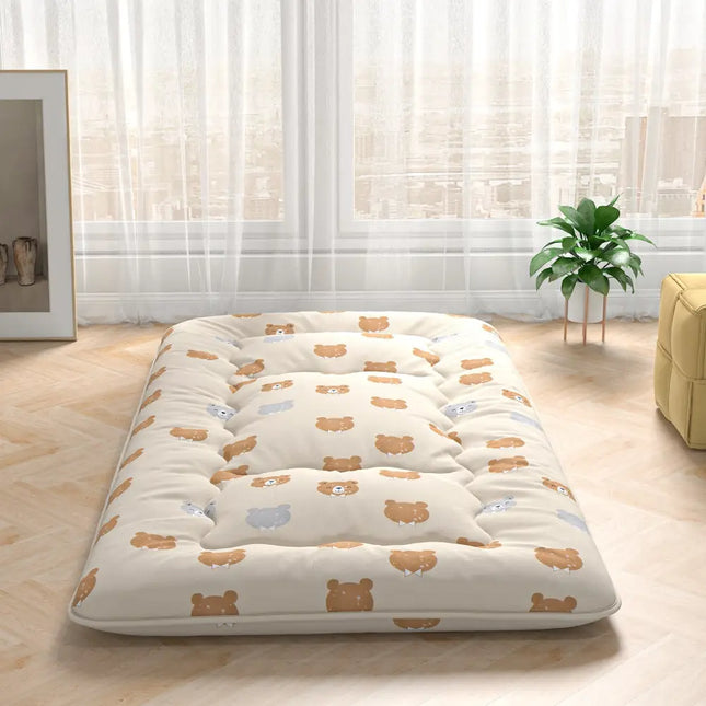 Foldable Futon Mattress with Washable Cover and Carry Bag for Camping-Twin Size - Brown - Mattresses