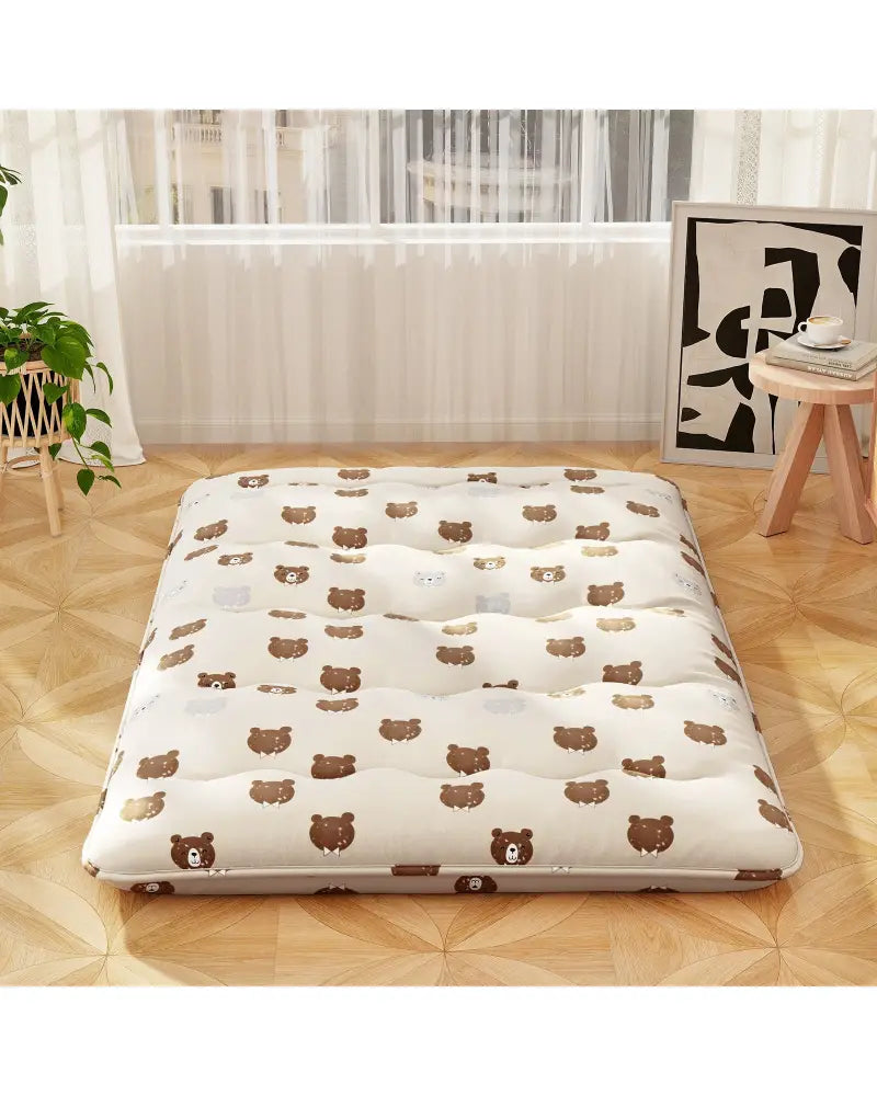 Foldable Futon Mattress with Washable Cover and Carry Bag for Camping-Full Size - Brown - Mattresses