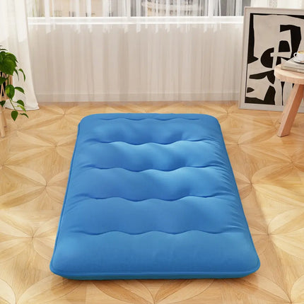 Foldable Futon Mattress with Washable Cover and Carry Bag for Camping Blue-Twin Size - Blue - Mattresses