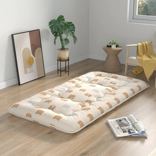 Foldable Futon Mattress with Washable Cover and Carry Bag for Camping-Twin Size - Brown - Mattresses
