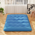 Foldable Futon Mattress with Washable Cover and Carry Bag for Camping Blue-Full Size - Blue - Mattresses