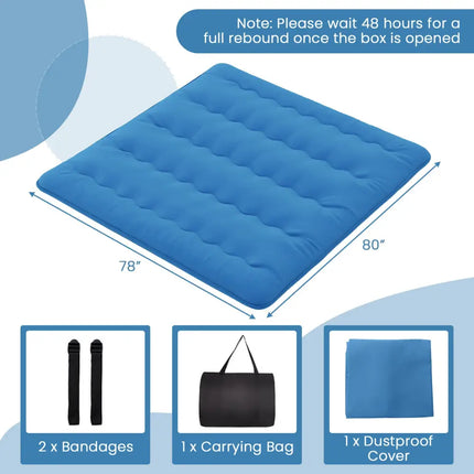 Foldable Futon Mattress with Washable Cover and Carry Bag for Camping Blue-King Size - Blue - Mattresses