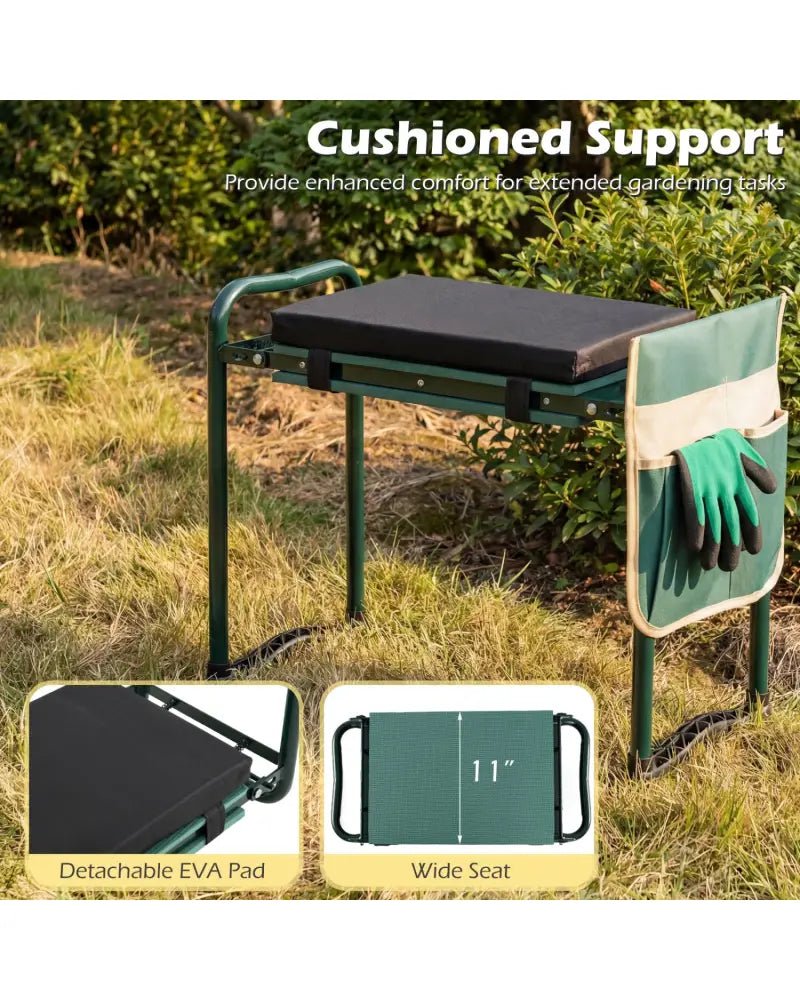 Foldable Garden Kneeler and Seat for Seniors Gardeners-Green - Green - Garden Tools