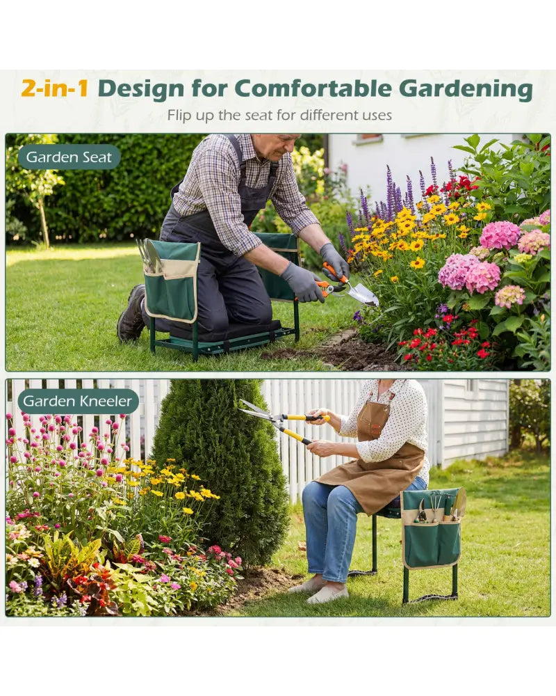 Foldable Garden Kneeler and Seat for Seniors Gardeners-Green - Green - Garden Tools