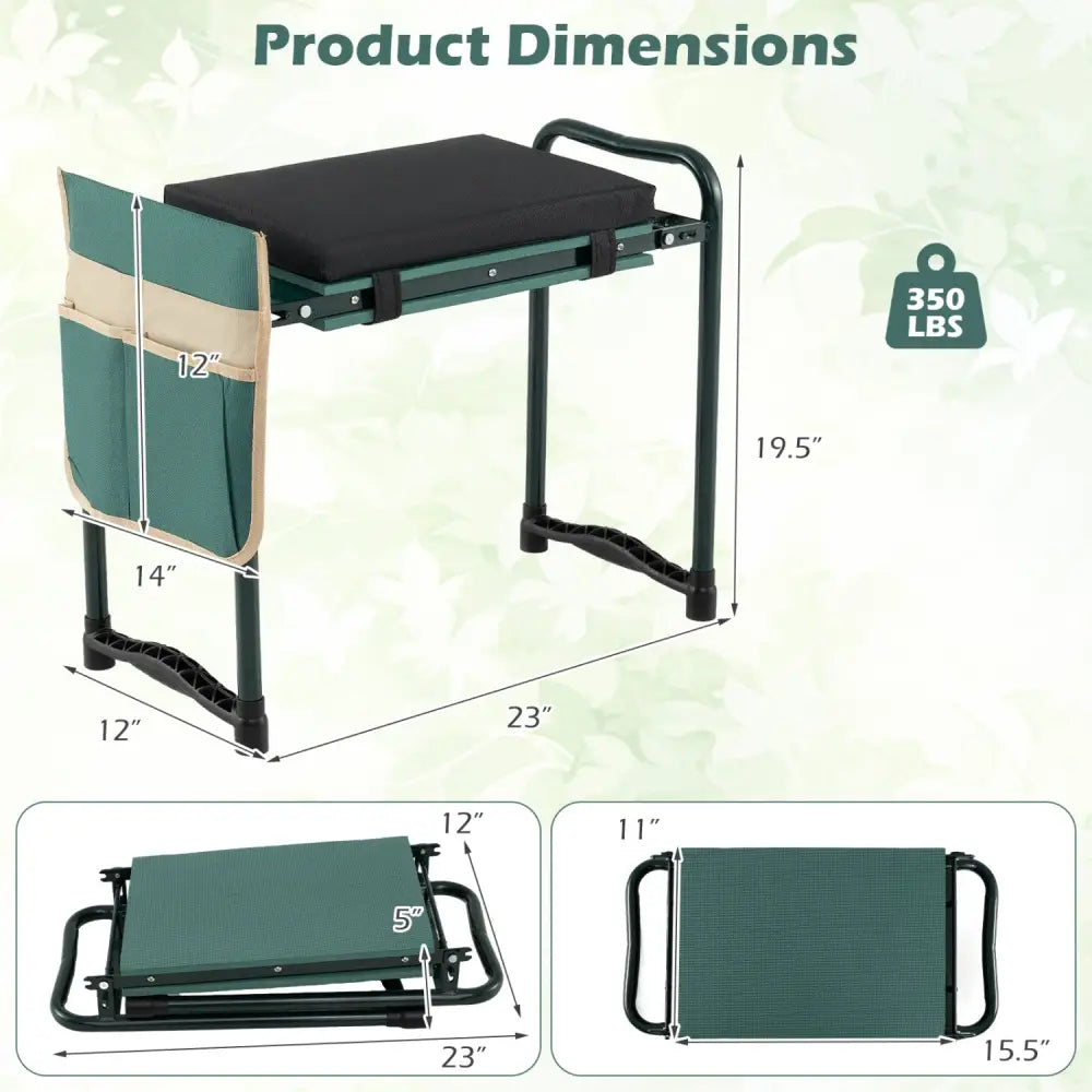 Foldable Garden Kneeler and Seat for Seniors Gardeners-Green - Green - Garden Tools