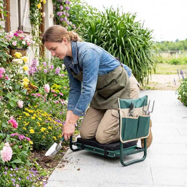 Foldable Garden Kneeler and Seat for Seniors Gardeners-Green - Green - Garden Tools