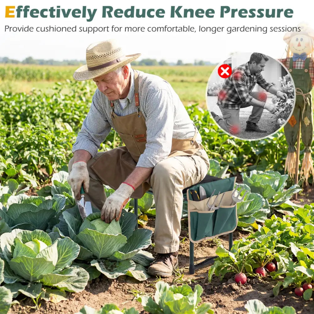 Foldable Garden Kneeler and Seat for Seniors Gardeners-Green - Green - Garden Tools