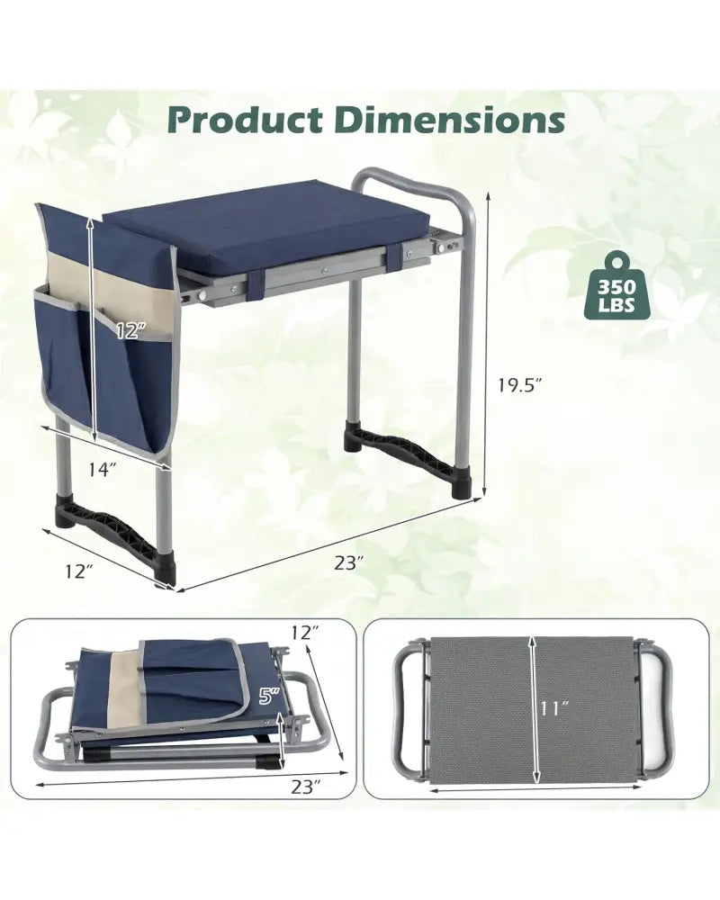 Foldable Garden Kneeler and Seat for Seniors Gardeners-Navy - Navy - Garden Tools