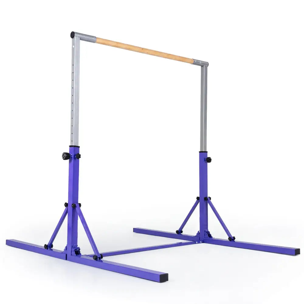 Foldable Gymnastics Bar for Kids with 3-Level Adjustable Heights-Purple - Purple - Yoga Accessories