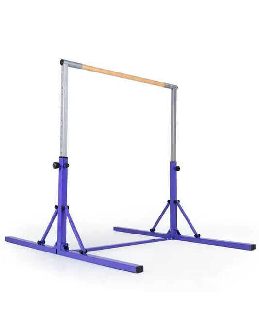 Foldable Gymnastics Bar for Kids with 3-Level Adjustable Heights-Purple - Purple - Yoga Accessories