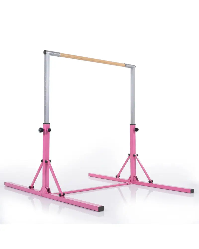 Foldable Gymnastics Bar for Kids with 3-Level Adjustable Heights-Pink - Pink - Yoga Accessories