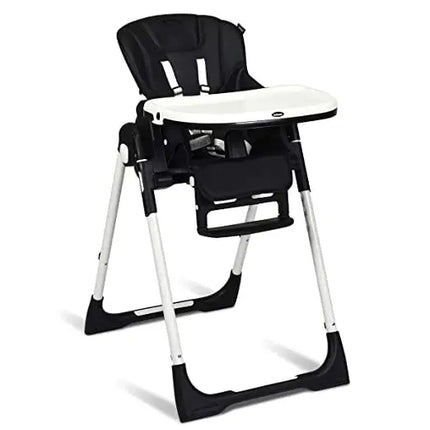 Foldable High chair with Multiple Adjustable Backrest-Black - Black - High Chairs