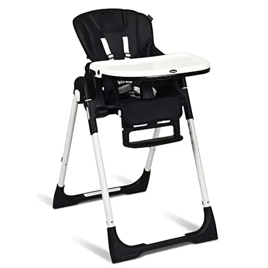Foldable High chair with Multiple Adjustable Backrest-Black - Black - High Chairs