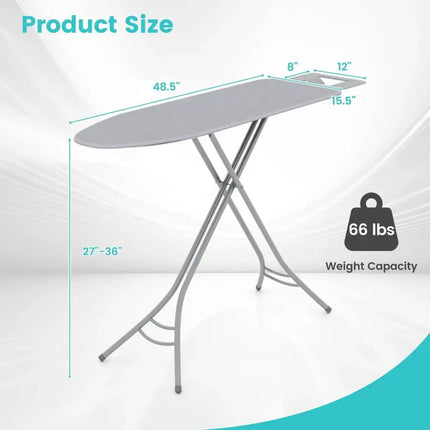 Foldable Ironing Board with Iron Rest and Adjustable Height-Gray Costway