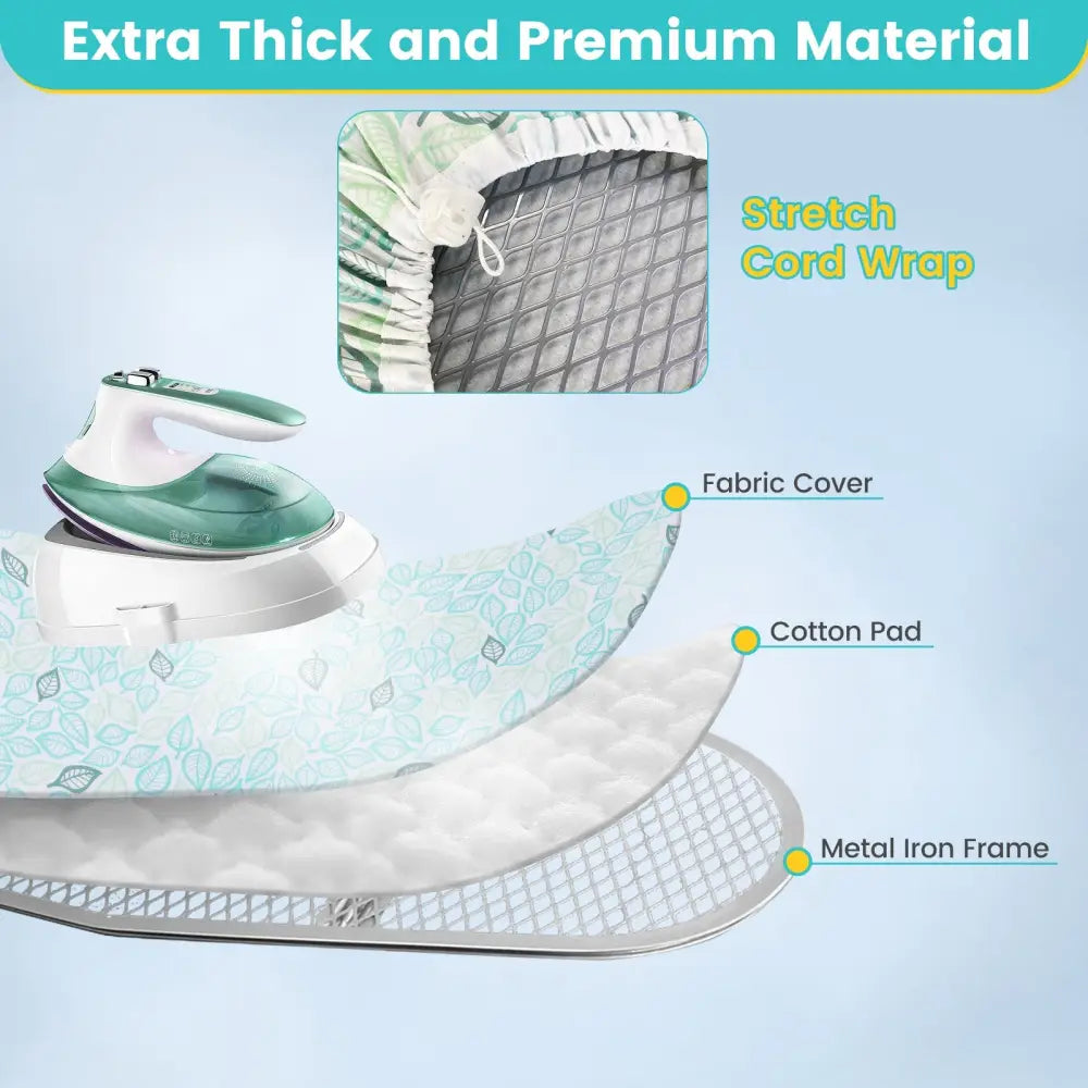 Foldable Ironing Board with Iron Rest and Adjustable Height-Turquoise - Turquoise - Dryers