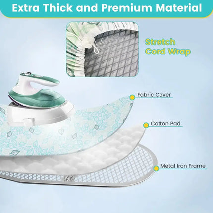 Foldable Ironing Board with Iron Rest and Adjustable Height-Turquoise Costway