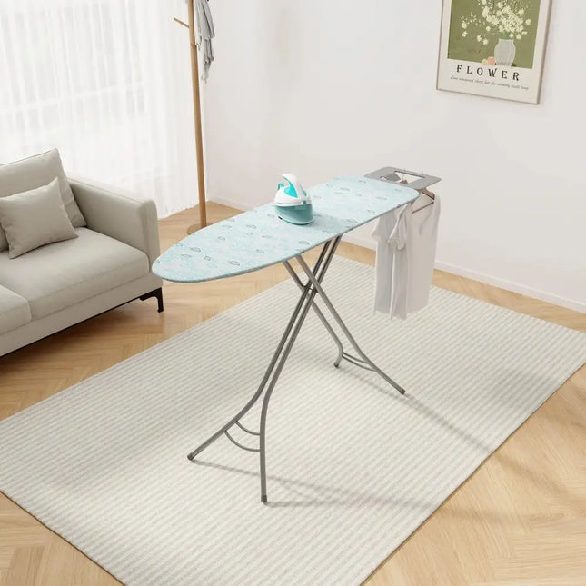 Foldable Ironing Board with Iron Rest and Adjustable Height-Turquoise Costway
