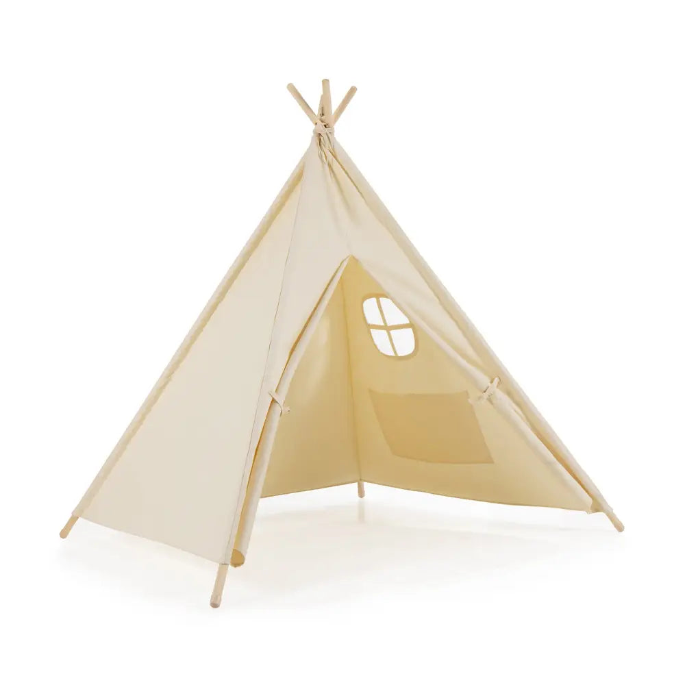 Foldable Kids Canvas Teepee Play Tent - Beige - Play Tents & Playhouse
