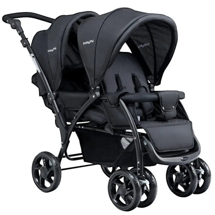 Foldable Lightweight Front Back Seats Double Baby Stroller-Black - Black - Baby Strollers