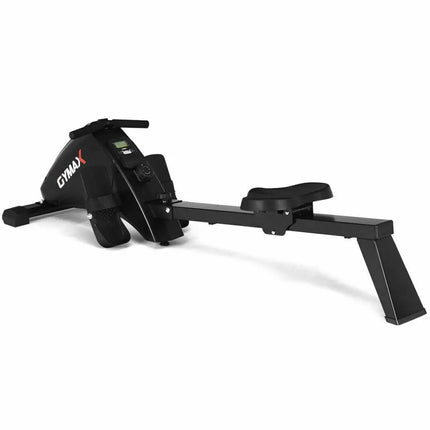 Foldable Magnetic Quiet Operated Fitness Rowing Machine with 10 Level Adjustable Resistance - Black - Rowing Machines