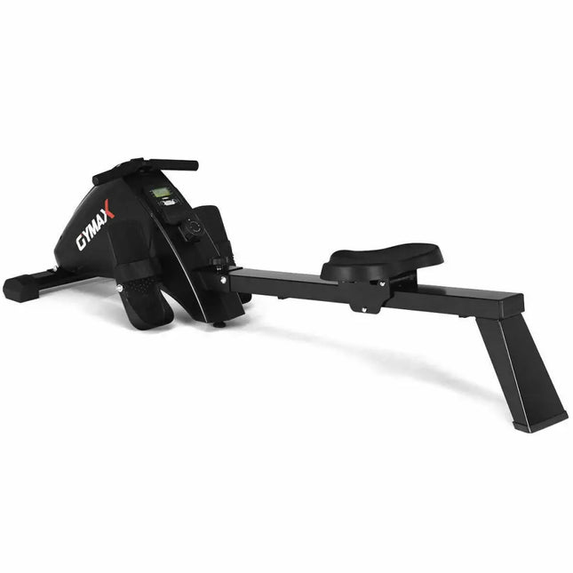 Foldable Magnetic Quiet Operated Fitness Rowing Machine with 10 Level Adjustable Resistance - Black - Rowing Machines