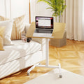 Foldable Mobile Standing Desk Rolling Laptop Desk with 90° Tiltable Tabletop-Natural - Natural - Computer Desks