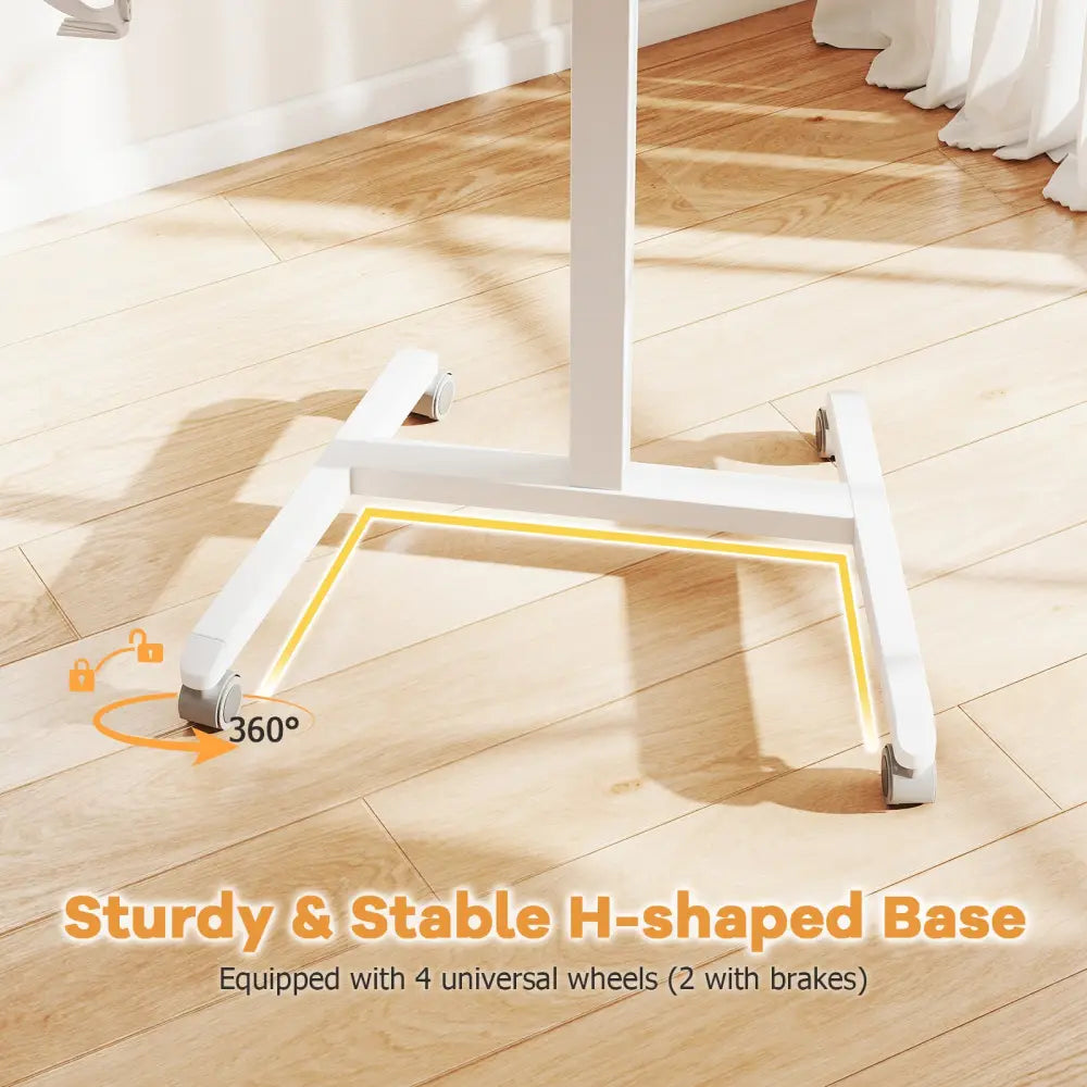 Foldable Mobile Standing Desk Rolling Laptop Desk with 90° Tiltable Tabletop-Natural - Natural - Computer Desks