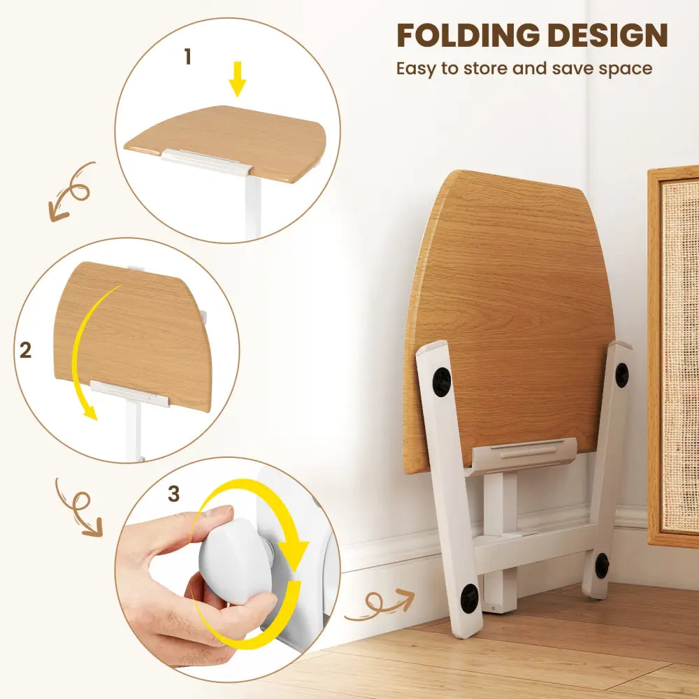 Foldable Mobile Standing Desk Rolling Laptop Desk with Wheels-Natural - Natural - Computer Desks