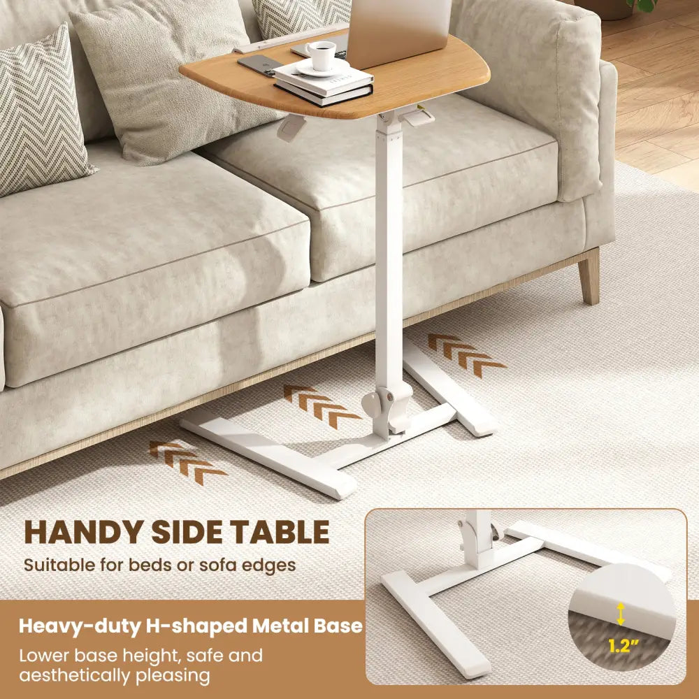 Foldable Mobile Standing Desk Rolling Laptop Desk with Wheels-Natural - Natural - Computer Desks