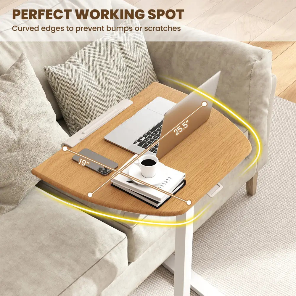 Foldable Mobile Standing Desk Rolling Laptop Desk with Wheels-Natural - Natural - Computer Desks