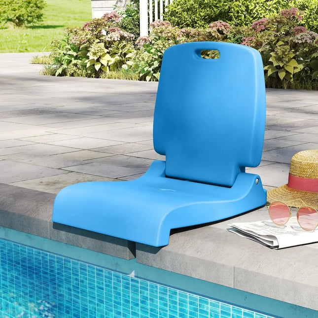 Foldable Outdoor Pool Chair with Handle and Back Support-Blue - Blue - Beach & Lawn Chairs
