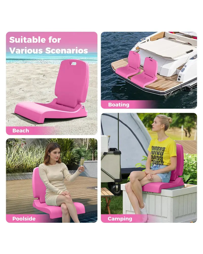 Foldable Outdoor Pool Chair with Handle and Back Support-Pink - Pink - Beach & Lawn Chairs