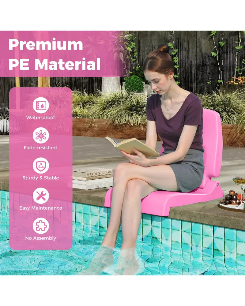 Foldable Outdoor Pool Chair with Handle and Back Support-Pink - Pink - Beach & Lawn Chairs
